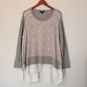 Simply Vera Wang Sweater Lace Faux Undershirt 1X